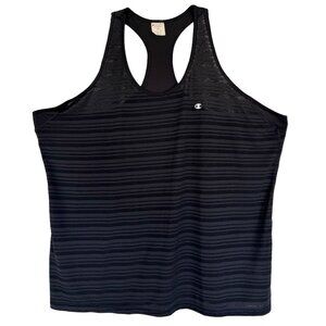 Champion 4X BLACK Tonal Stripe Racerback Tank Top
